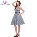 Grace Karin algodón halter longitud de la rodilla de estilo vintage 1950 vestido CL6095-2 #